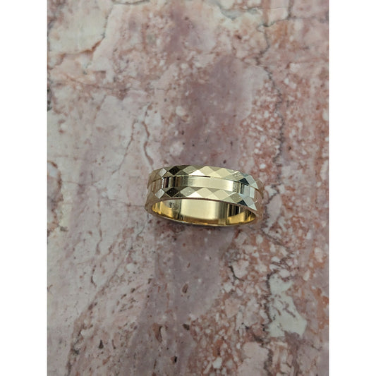 Estate 14k Yellow Gold Polished Center with Geometric Sides Ring Size 9.75