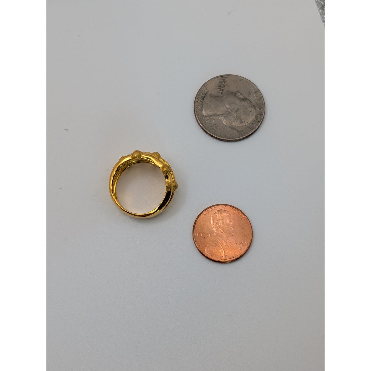 Vintage 24k Yellow Gold Textured Basket Weave Statement Ring Size 6