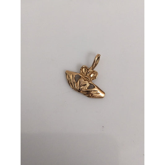 Vintage 14k Yellow Gold Claddagh Crown Heart Pendant