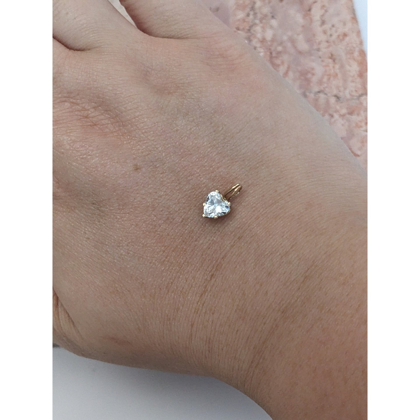 Estate 14k Yellow Gold Tiny Dainty Heart Shaped CZ Pendant