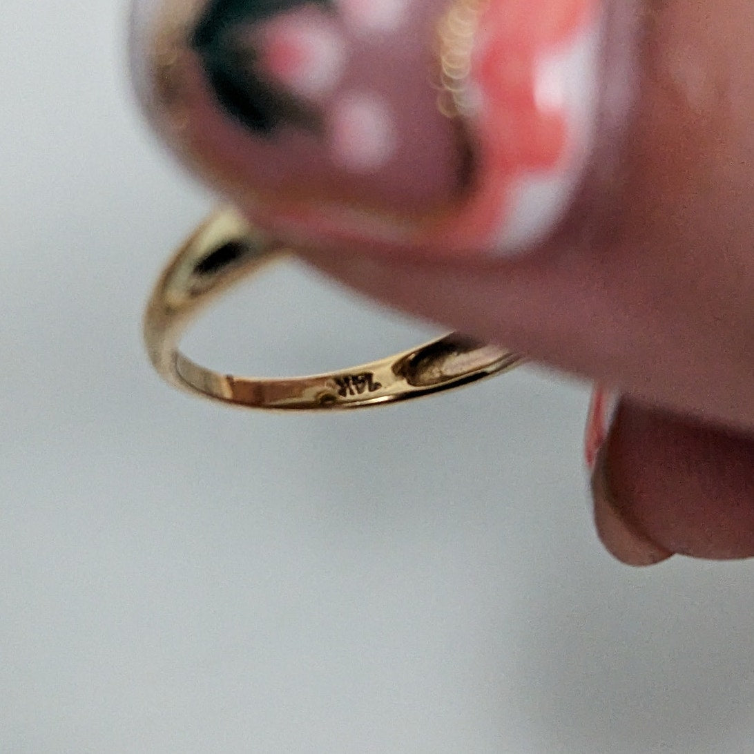 Vintage 14k Yellow Gold Yin Yang (Purple White) Ring Size 8US