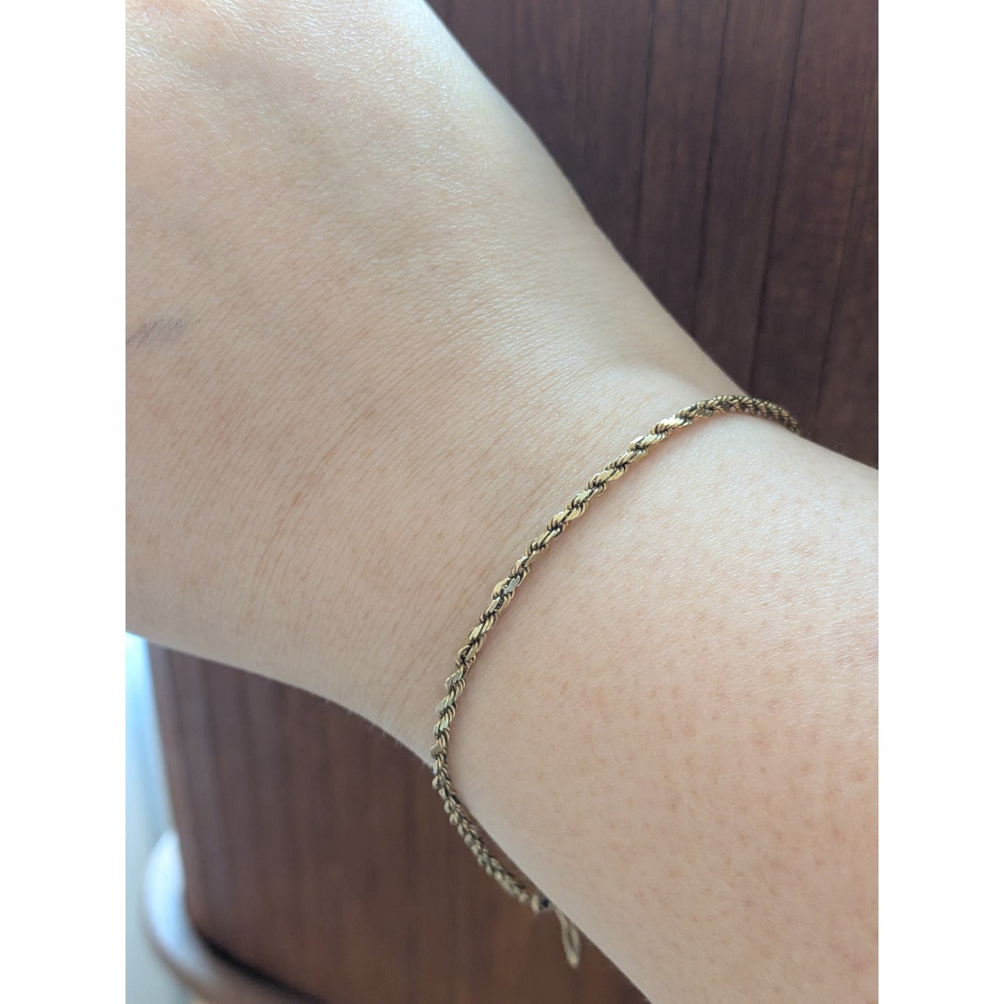 Vintage 14k Yellow Gold 1.6mm Rope Chain Bracelet 8in