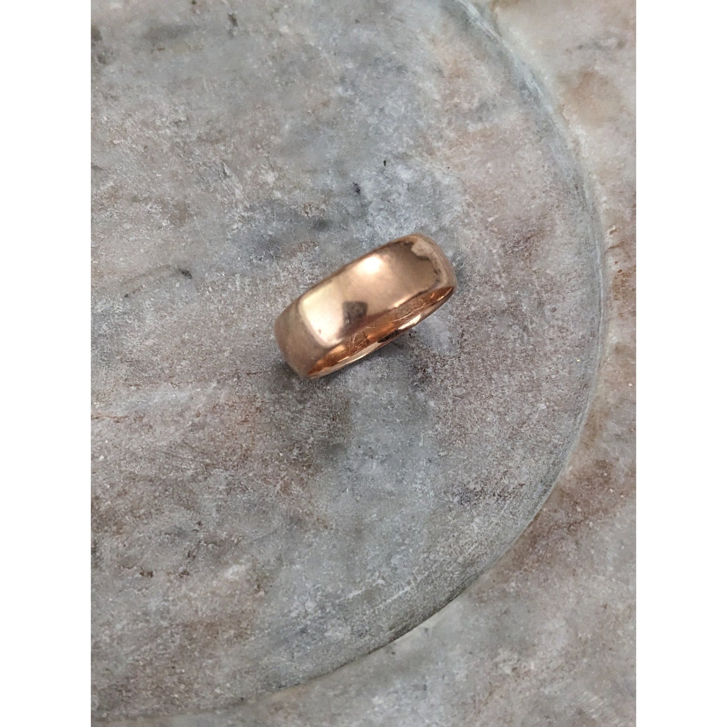 Vintage Early 1920s 14k Rose Gold Simple 6mm Wedding Band Ring Size 8.75