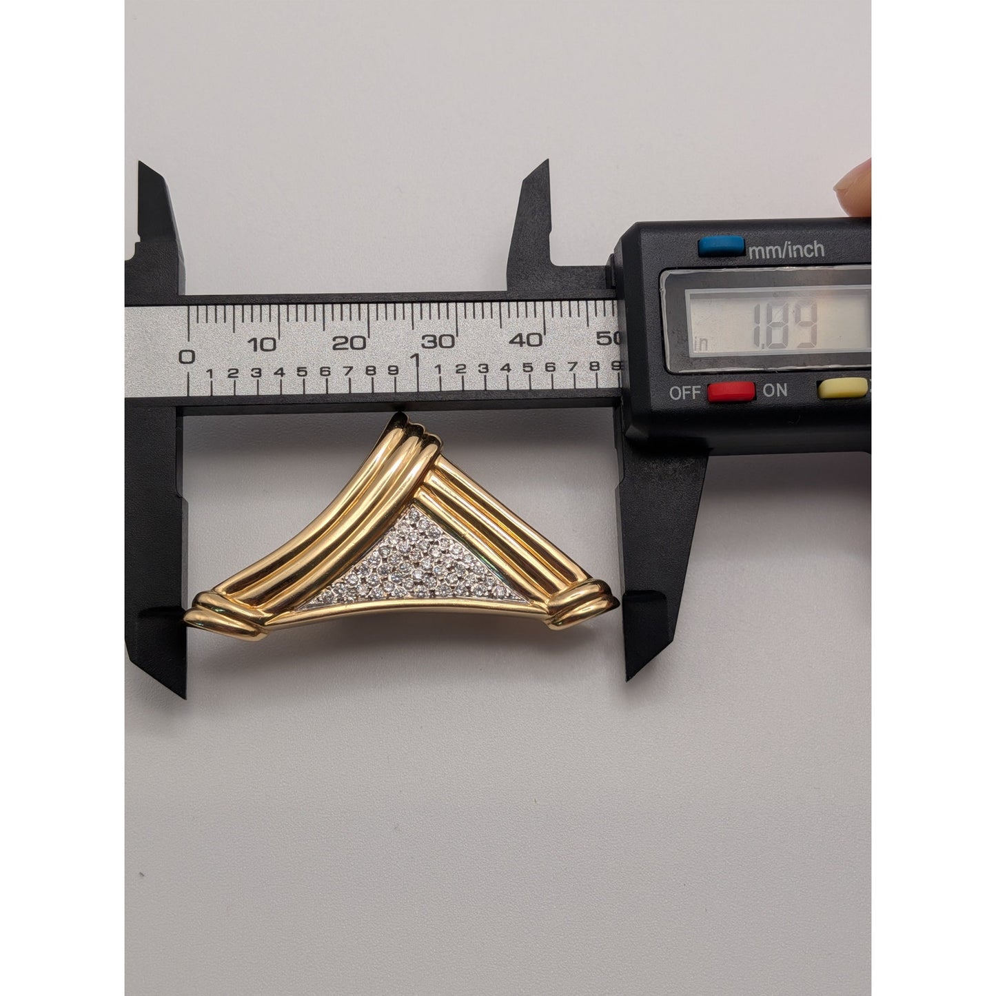 Vintage Unmarked 14k Gold Triangle Slide Pendant with Pave Diamonds