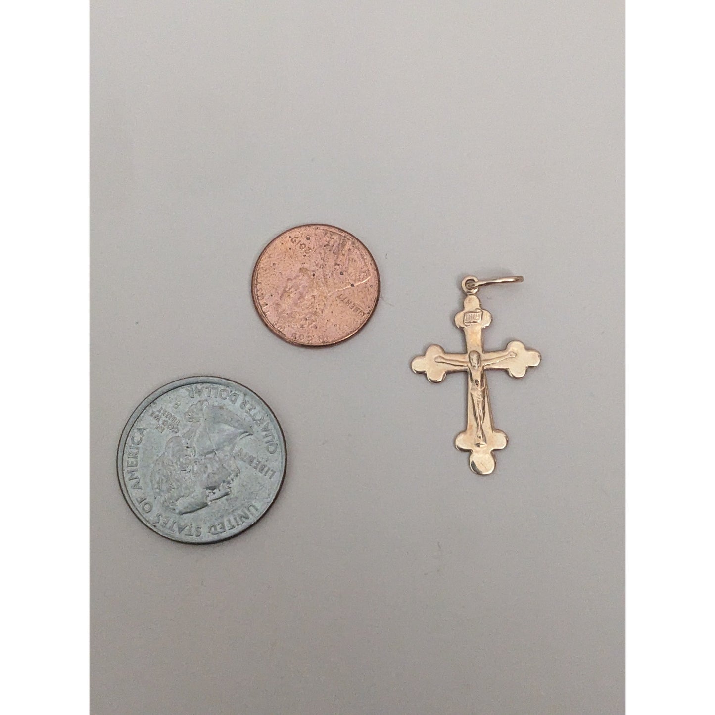 Vintage 14k Yellow Gold Ukrainian Russian Greek Orthodox Cross Pendant