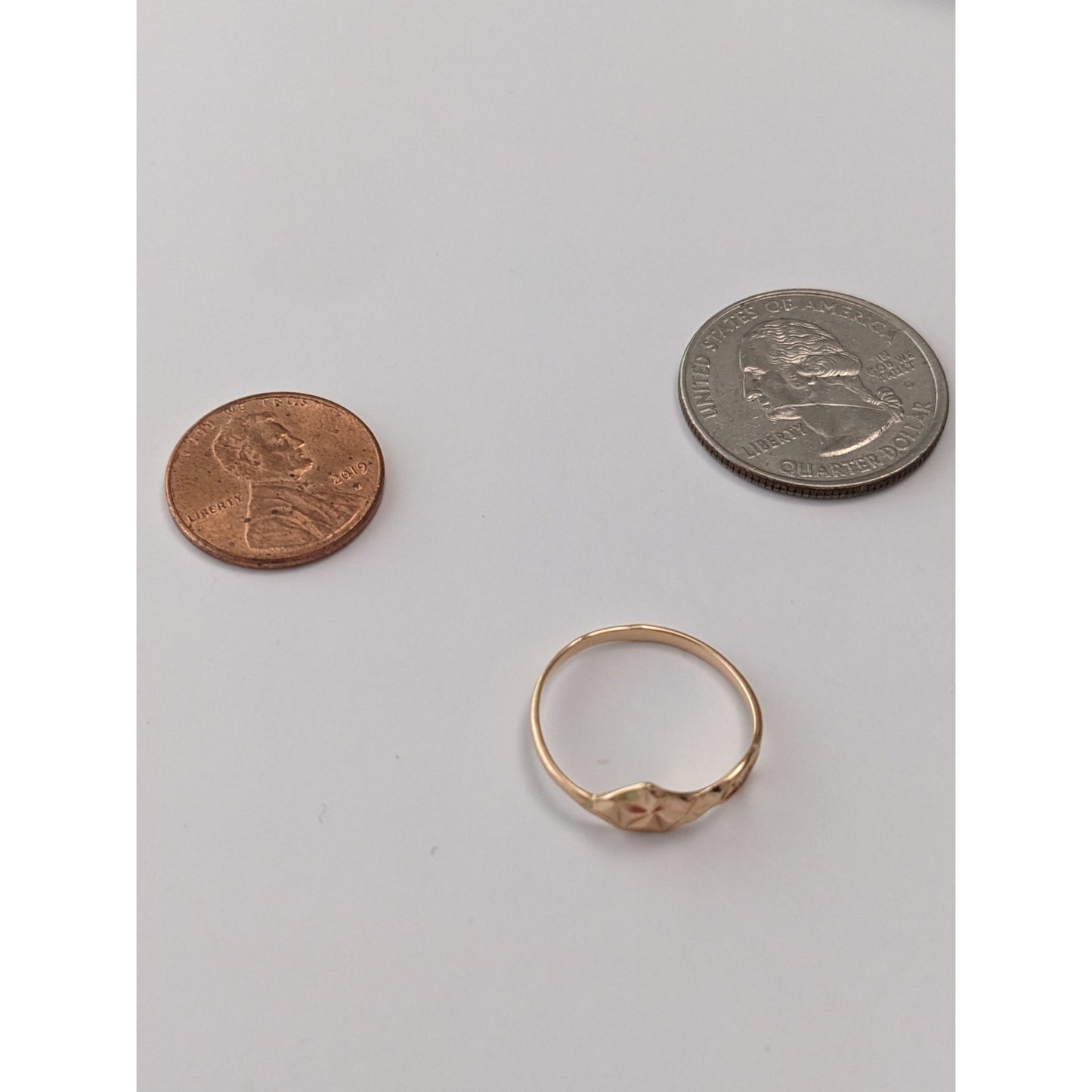 Vintage 14k Yellow Gold Geometric Diamond Cut Ring Size 6