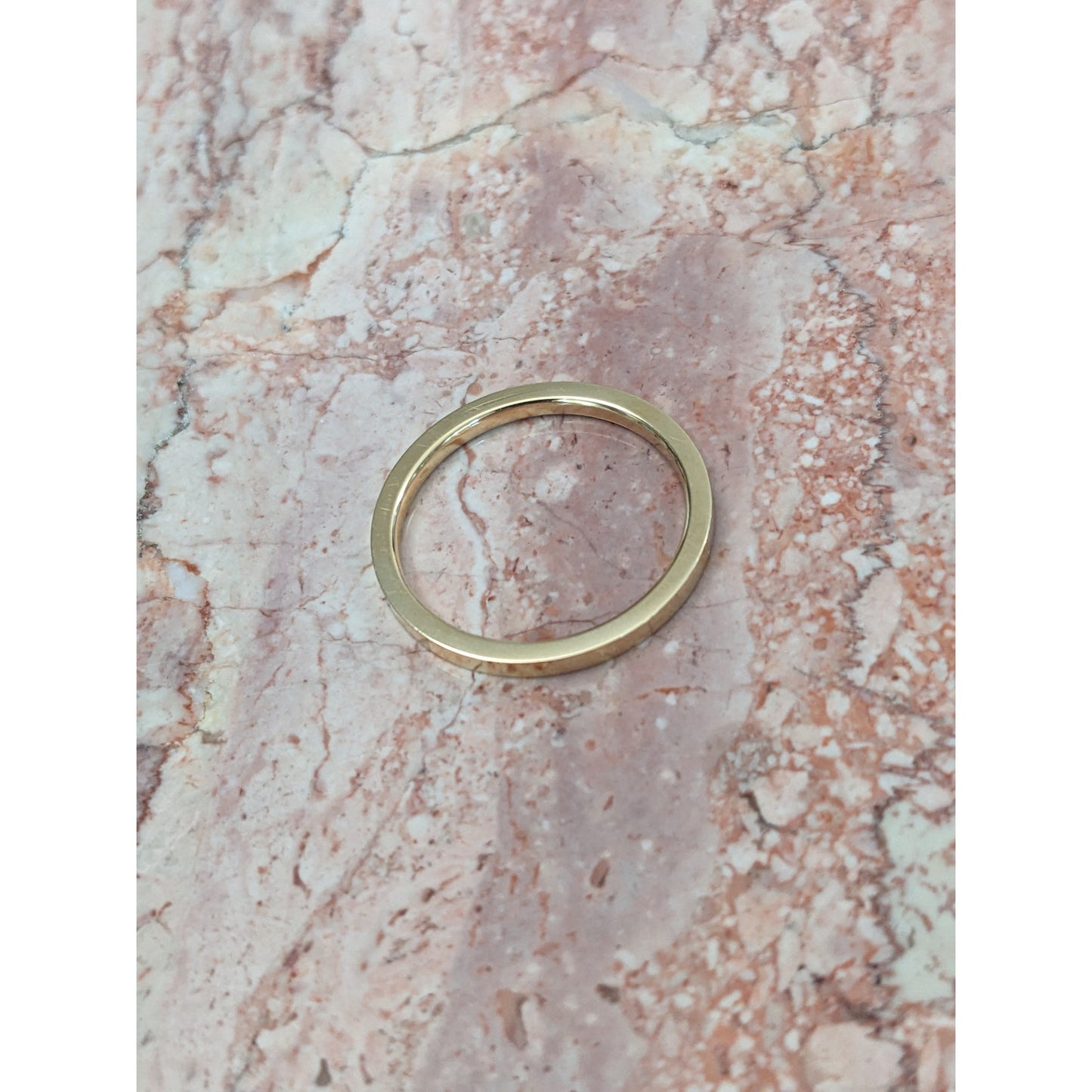 Estate 14k Solid Yellow Gold Simple Flat Minimal 2mm Wedding Band Ring Size 10