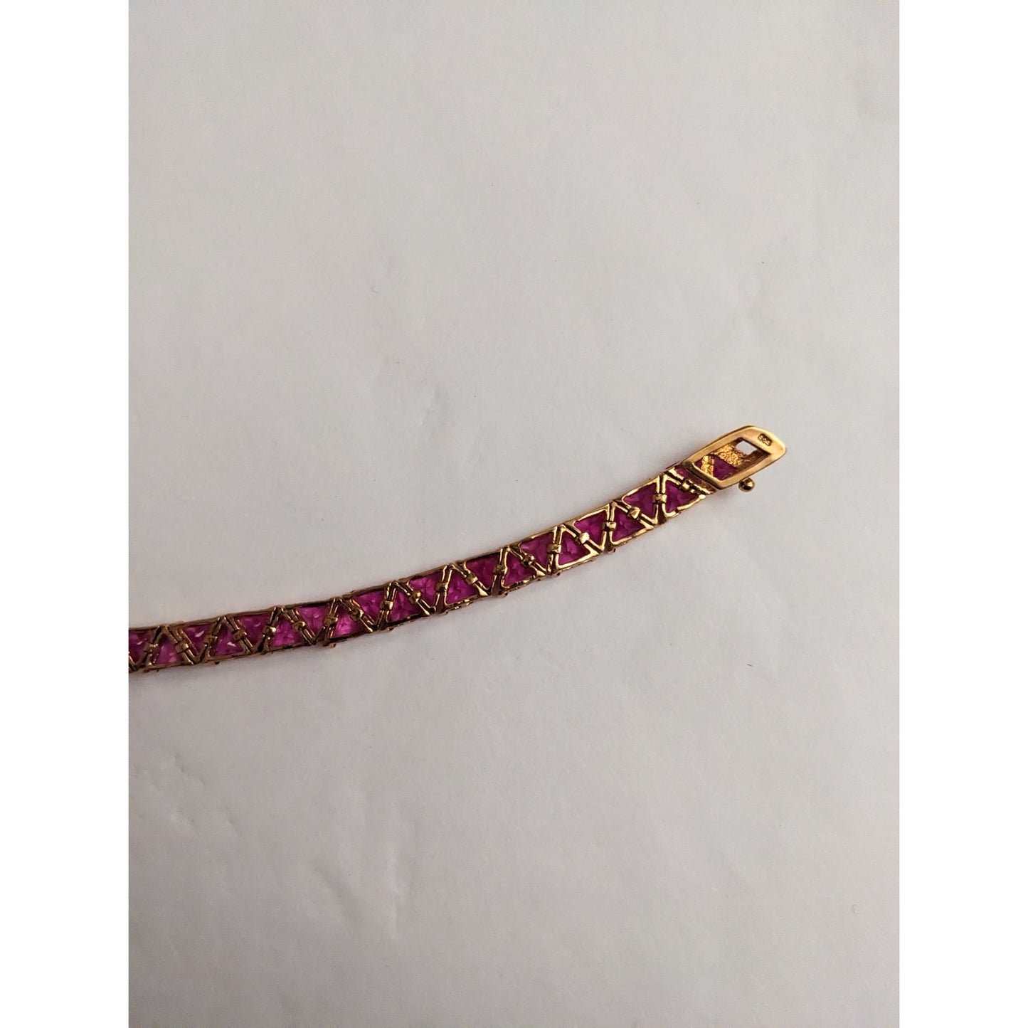 Rose Gold Plated Tennis Bracelet in 925 Pink Stones 7.5in