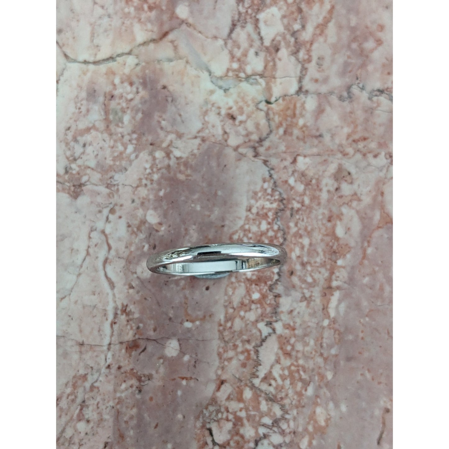 Estate 14k White Gold Thin 2mm Wide Simple Dainty Wedding Band Ring Size 8.75