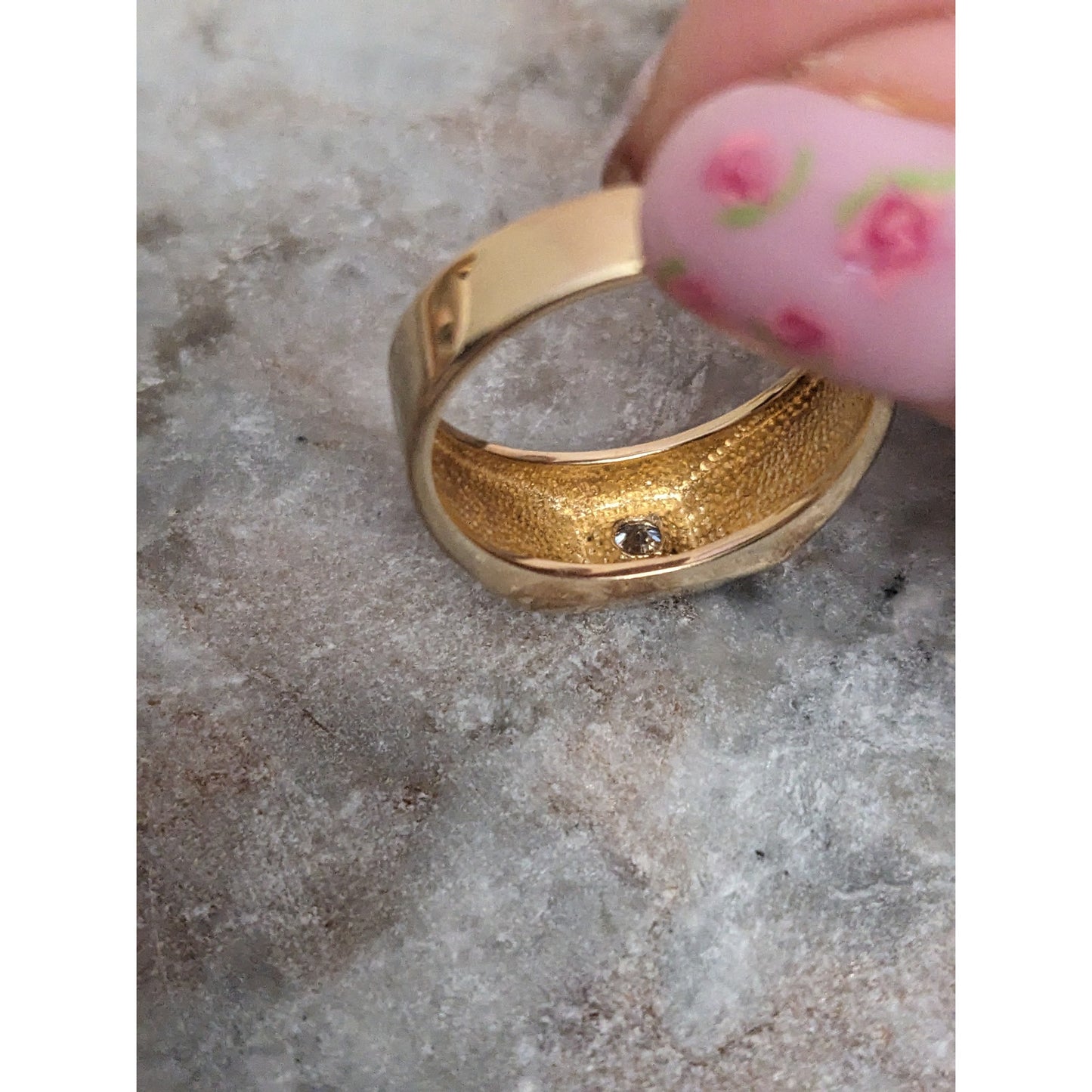Vintage 10k Yellow Gold White Stone Accent Ring Size 10