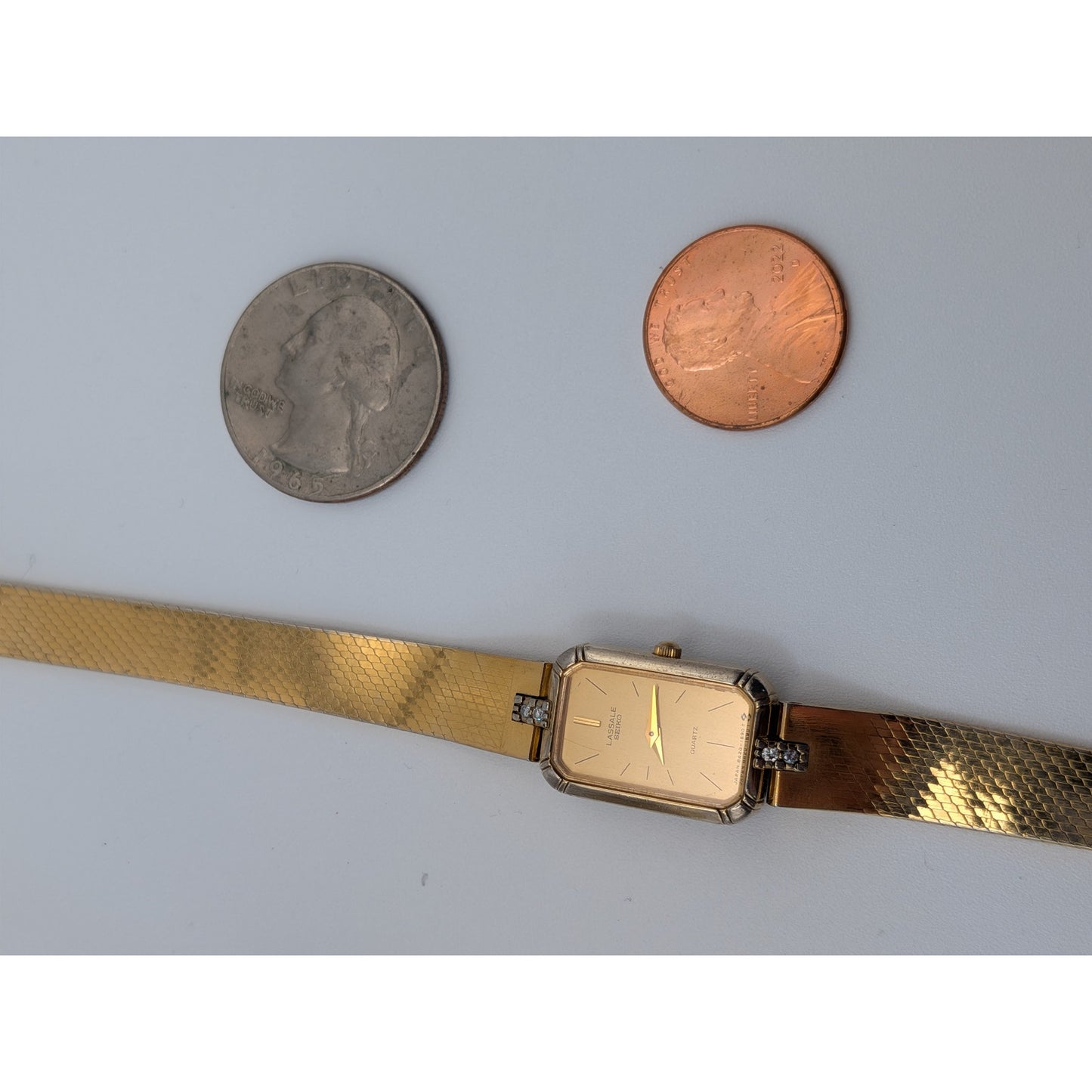 Vintage Seiko Lassale Quartz Gold Tone Watch 6.5in Working