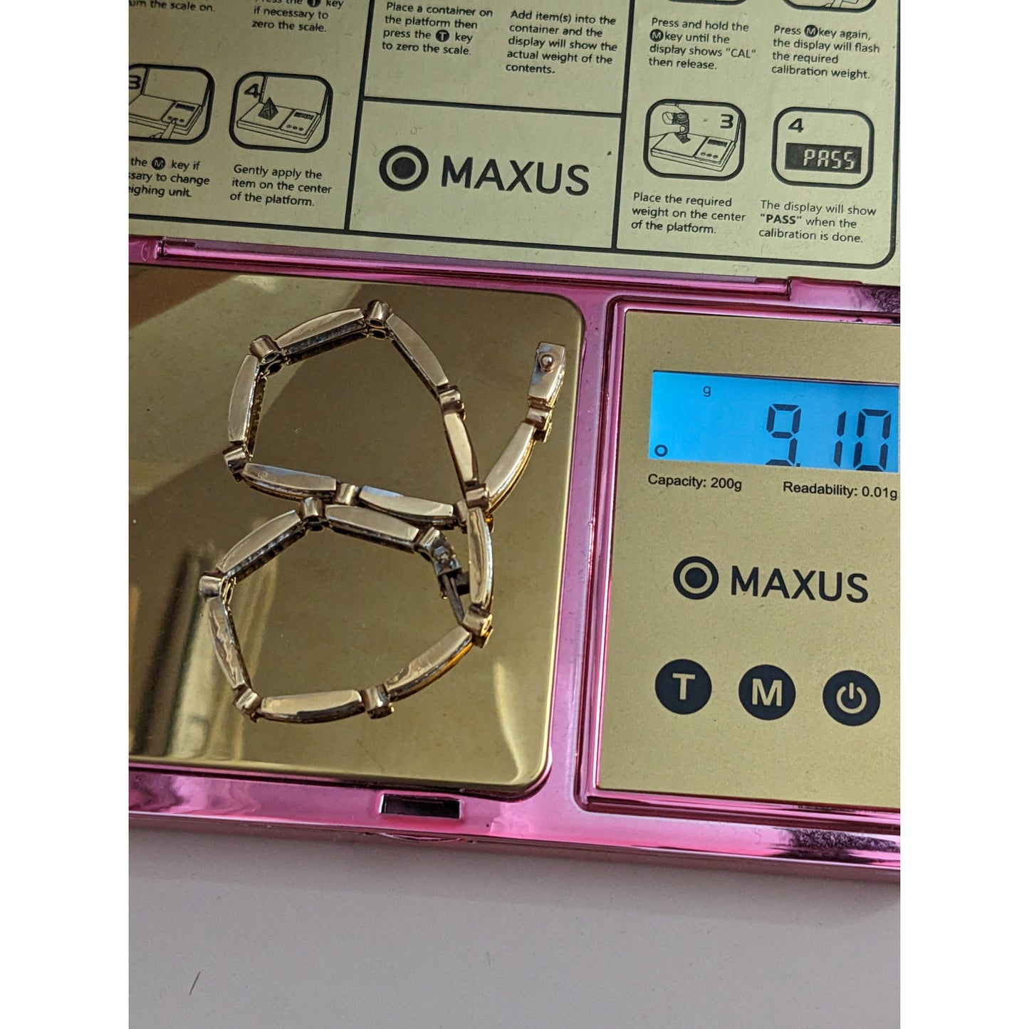 Estate 14k Yellow Gold Light Dainty Diamond Bar Link Bracelet 8 in