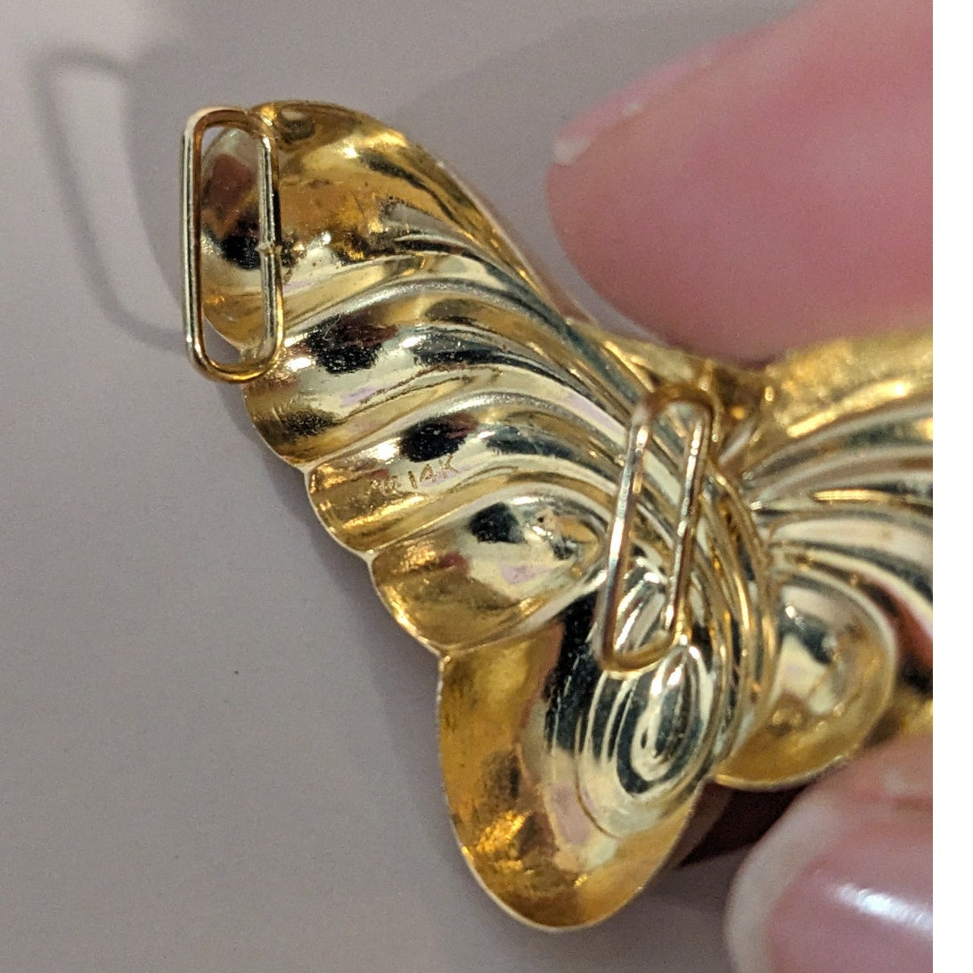 Vintage 14K Yellow Gold Angel Wing Slide Charm Pendant