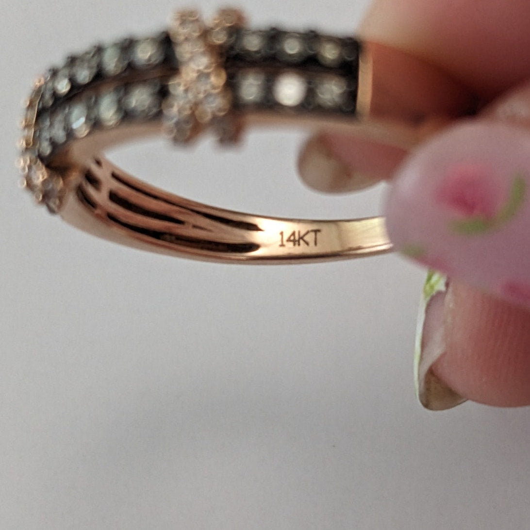 Estate 14k Rose Gold Le Vian Light Brown Diamond Ring Size 12