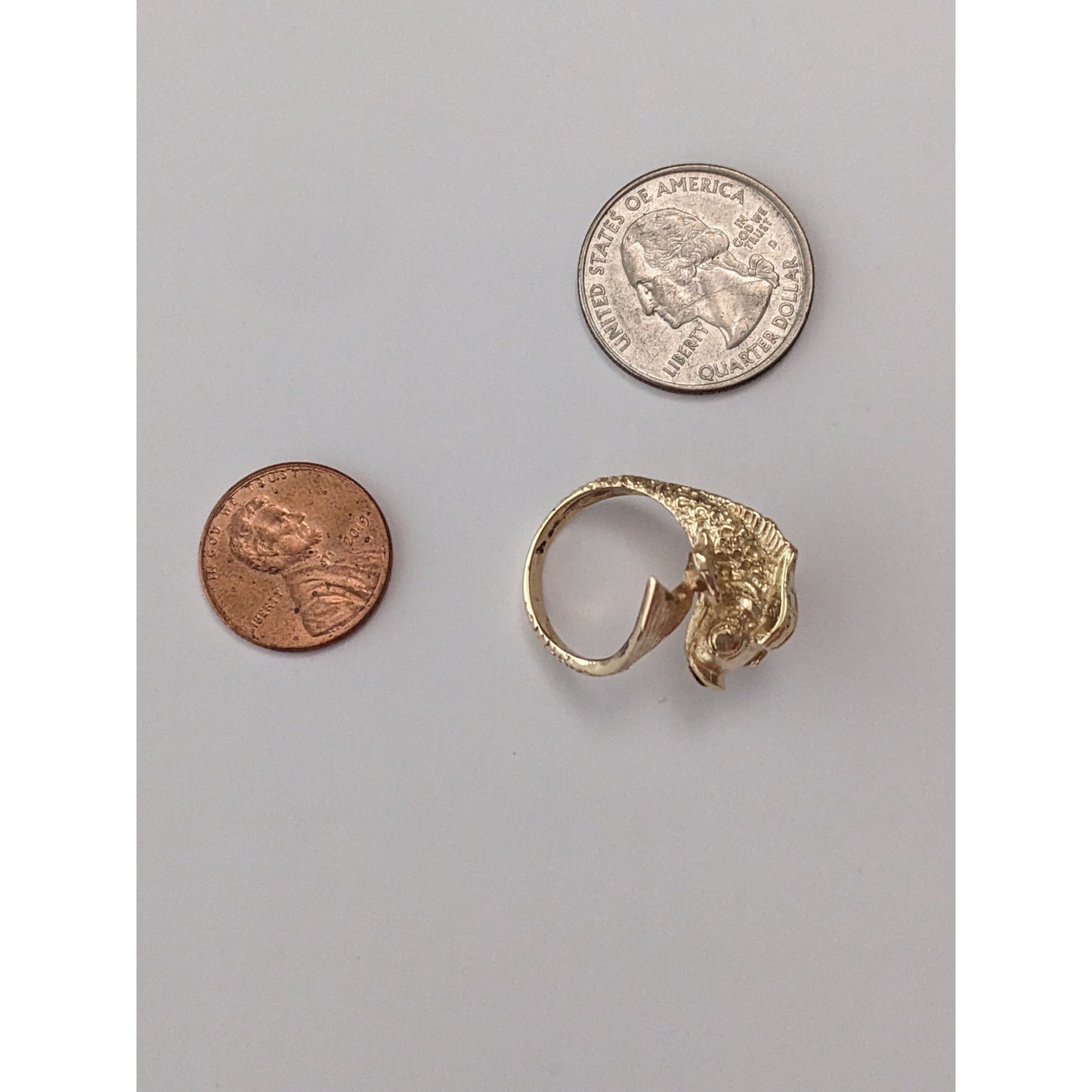 Vintage 14k Yellow Gold Small Koi Fish Bypass Ring Size 6
