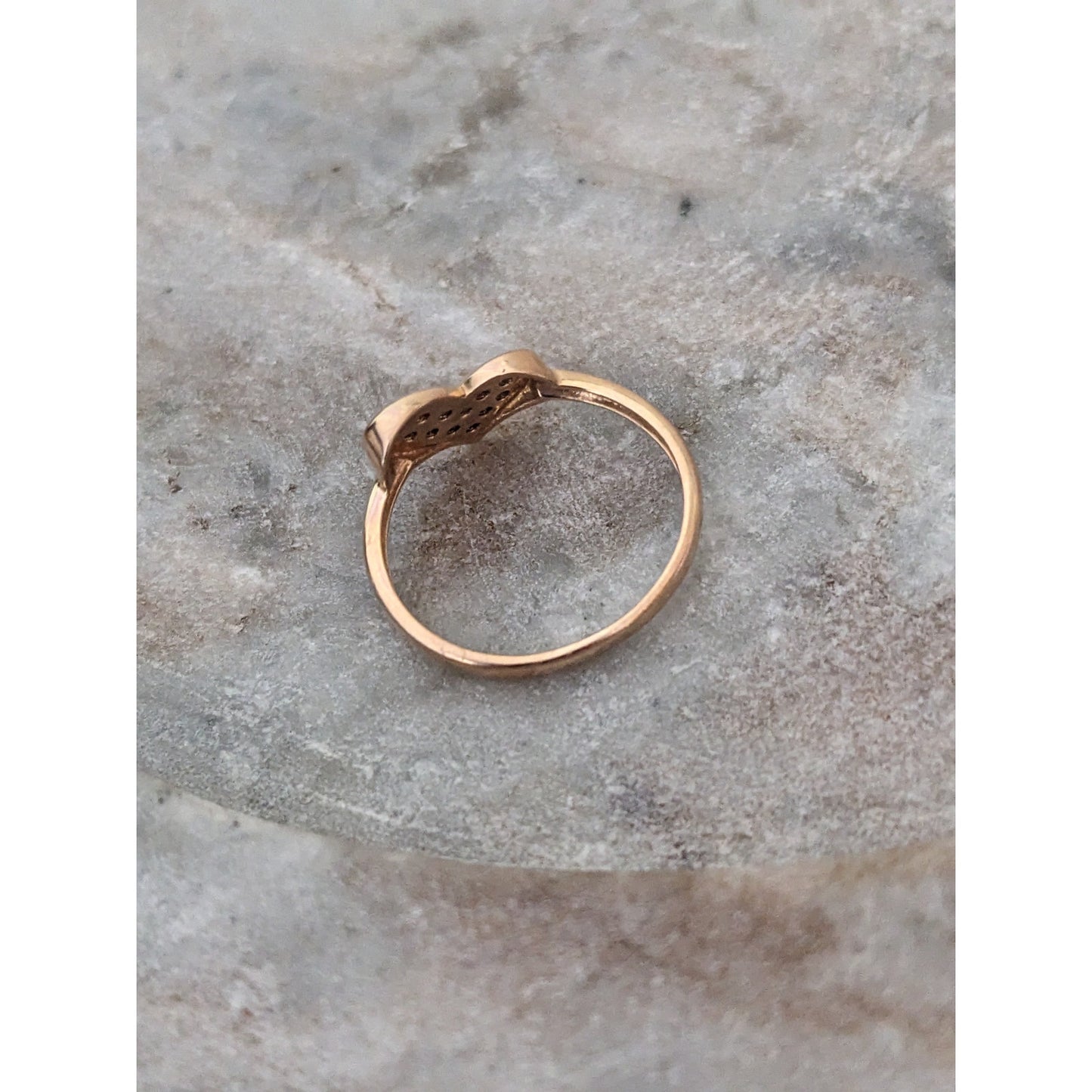 Vintage 14k Rose Gold Heart with White Stone Accents Cluster Ring Size 5.5