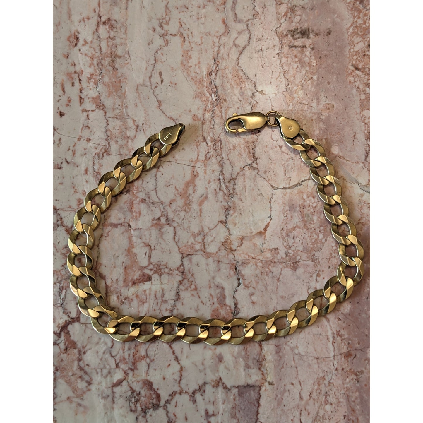 Estate 14k Yellow Gold Cuban Link Curb Bracelet 8.5in