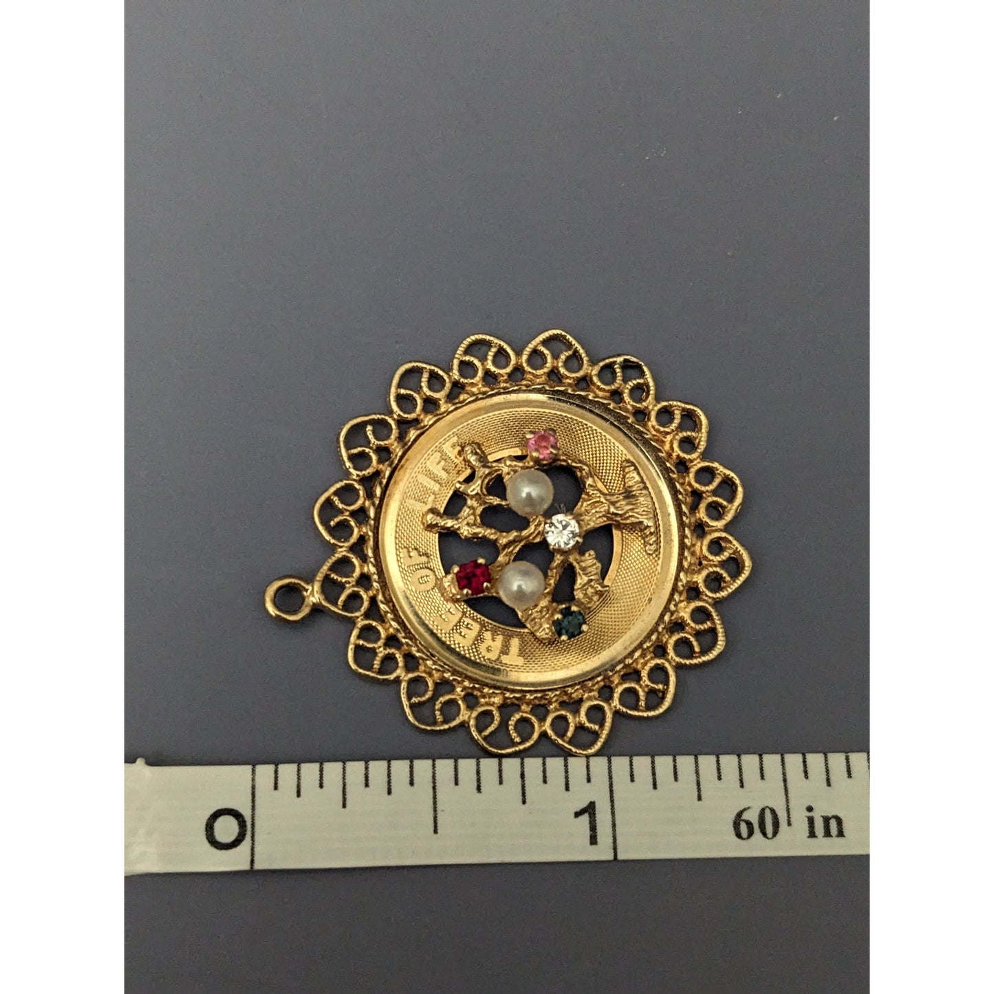 Vintage 14k Solid Gold M&M Tree Of Life Pendant Charm