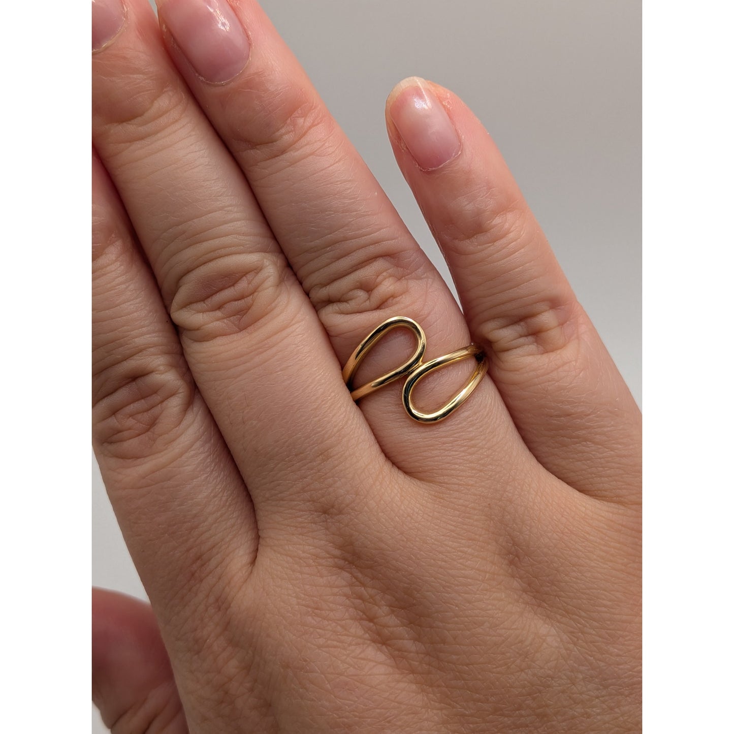 Estate 14k Yellow Gold Minimal Geometric Bypass Ring Size 6.75