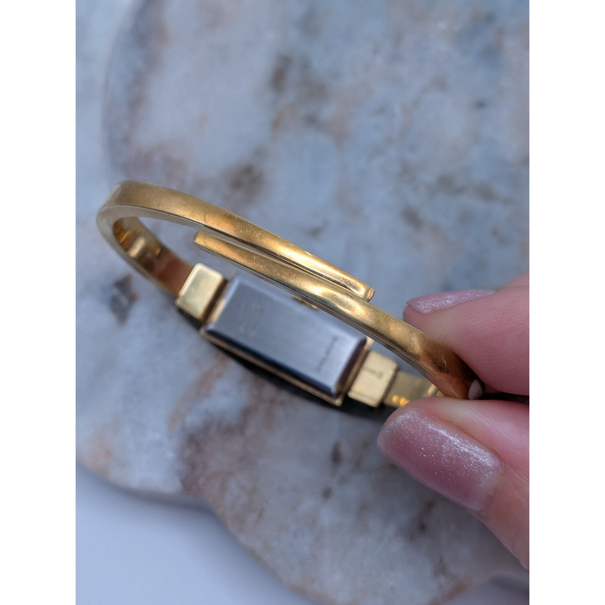 Vintage Ritma MANUAL Gold Tole Peekaboo Dainty Watch White Enamel And Flowers