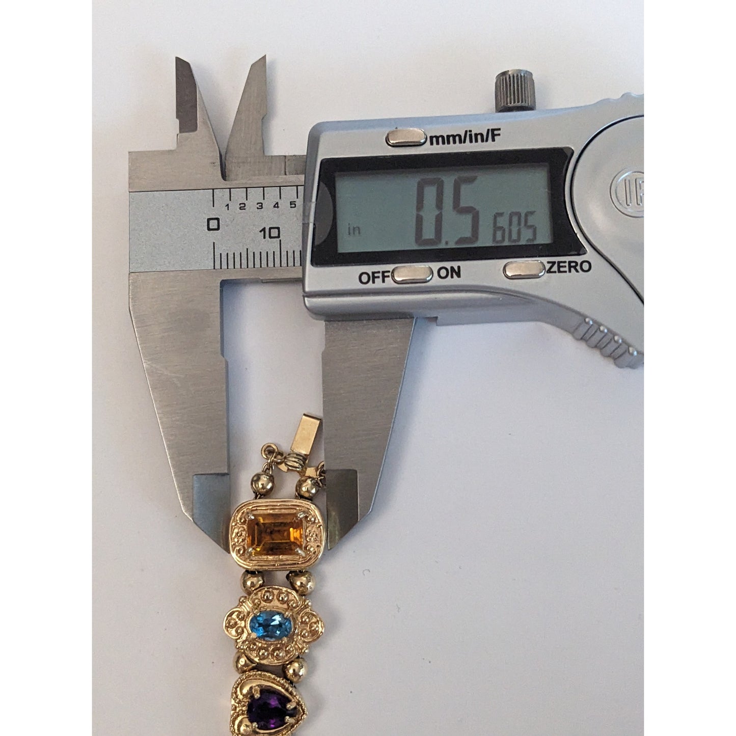 FLAW Vintage 14k Solid Gold Multi-Gemstone Slide Estate Bracelet