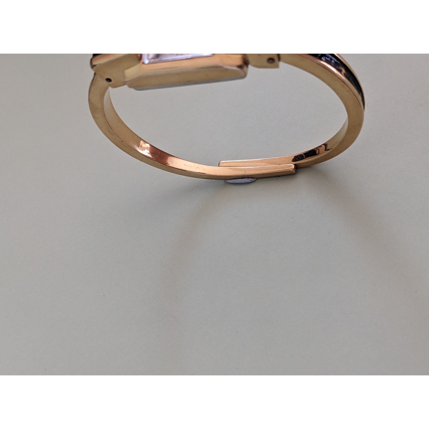 Vintage Ritma Manual Gold Tone Bangle Watch Black Enamel and Birds