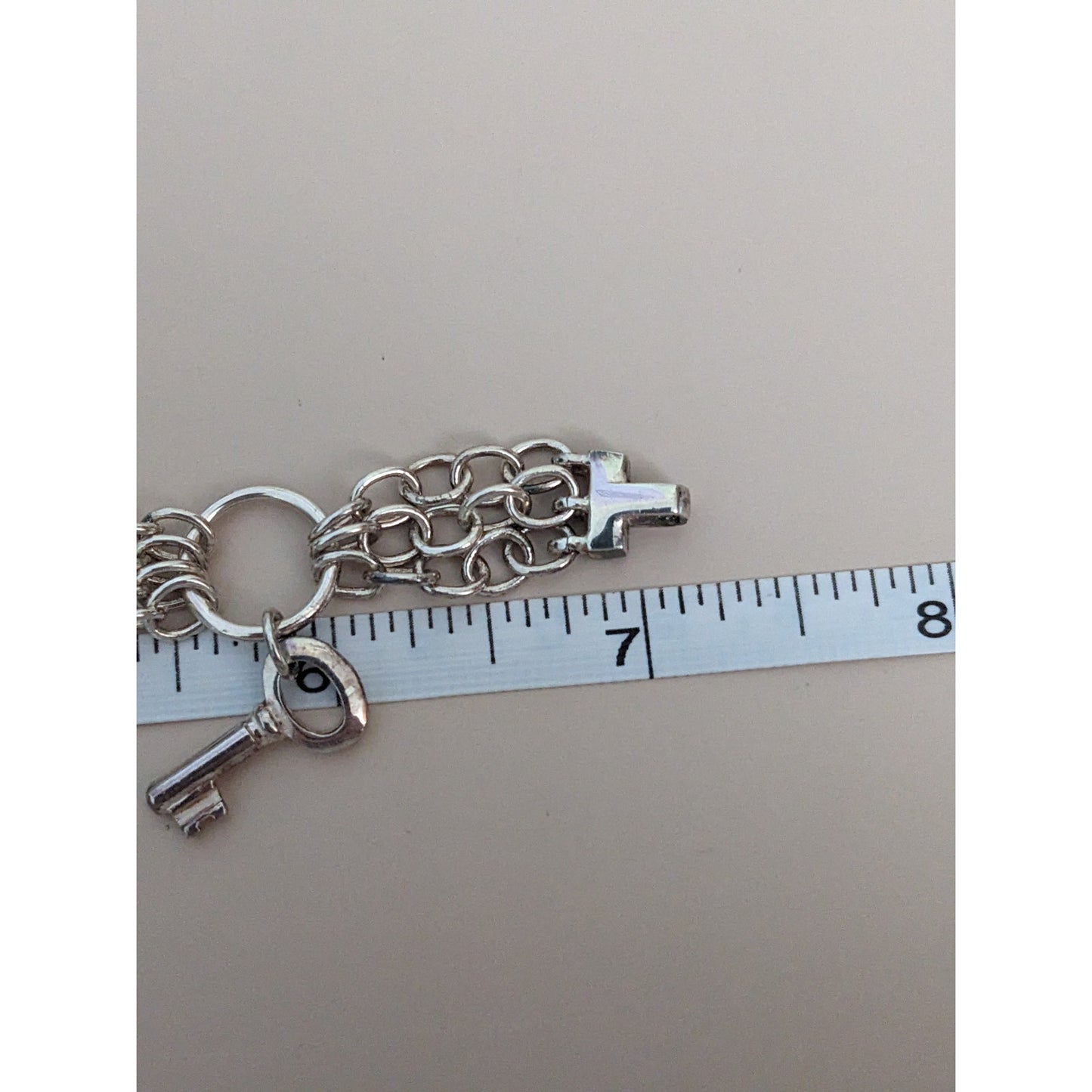 Vintage Andre Mouche Silver Tone Bangle Watch with Blue Floral Enamel Working