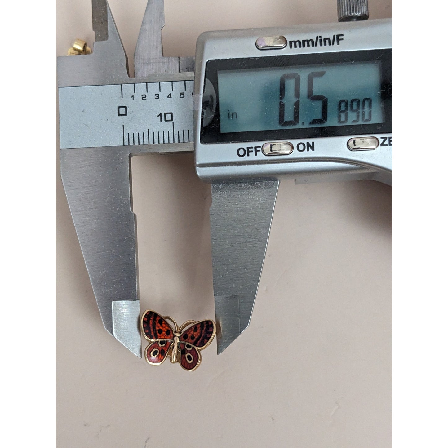 Vintage 14k Yellow Gold Butterfly Enamel Red and Black Stud Earrings