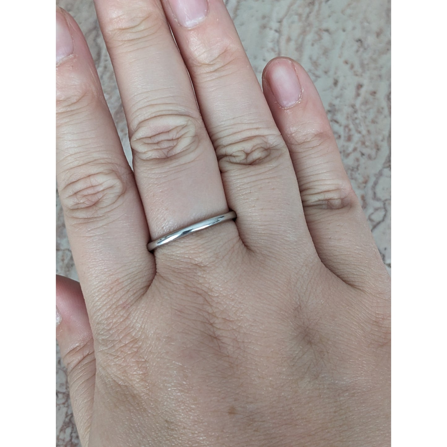 Estate 14k White Gold Simple Thin 2mm Wedding Band Rang Size 9.25