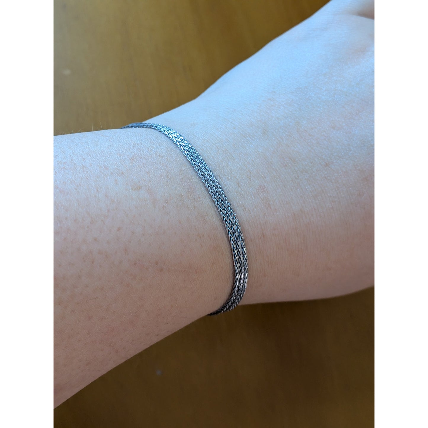 Preowned Versatile 14k White Gold Wheat Chain Necklace Sliding Clasp