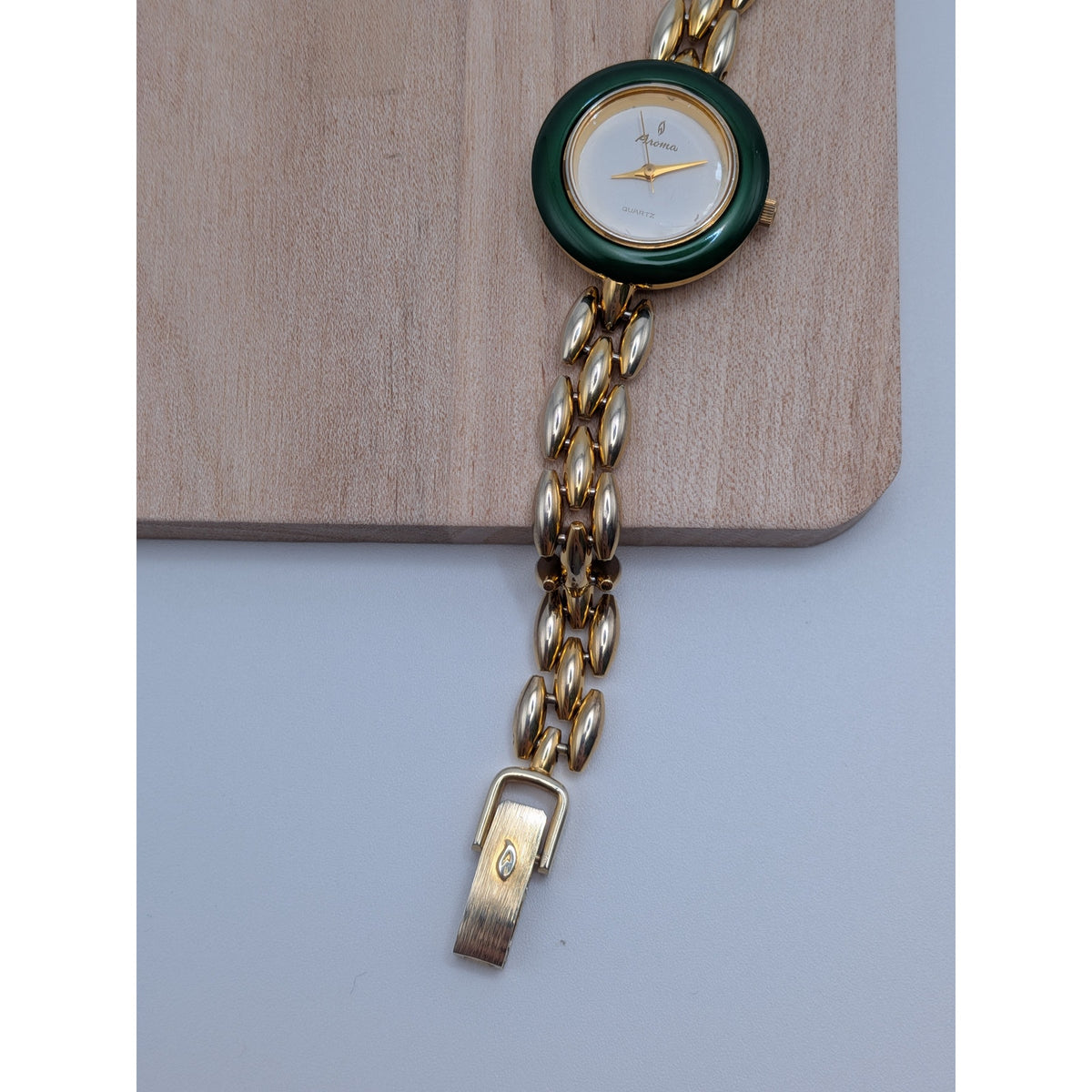 FLAW Vintage Aroma Gold Tone Bracelet Watch Interchangeable Bezels with Box