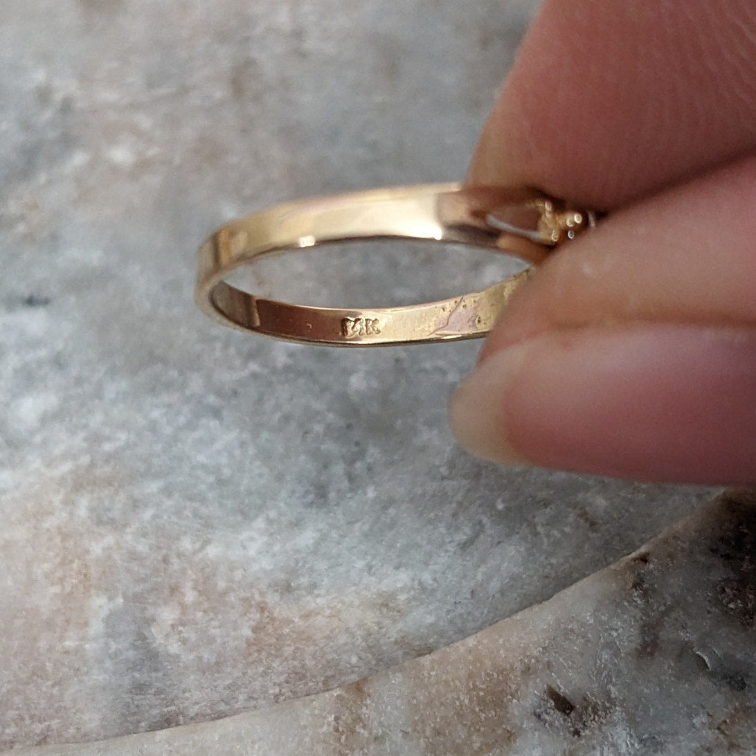 Vintage 14k Gold Mini Dainty Ring with CZ Yellow and White Stones Size 4.5US