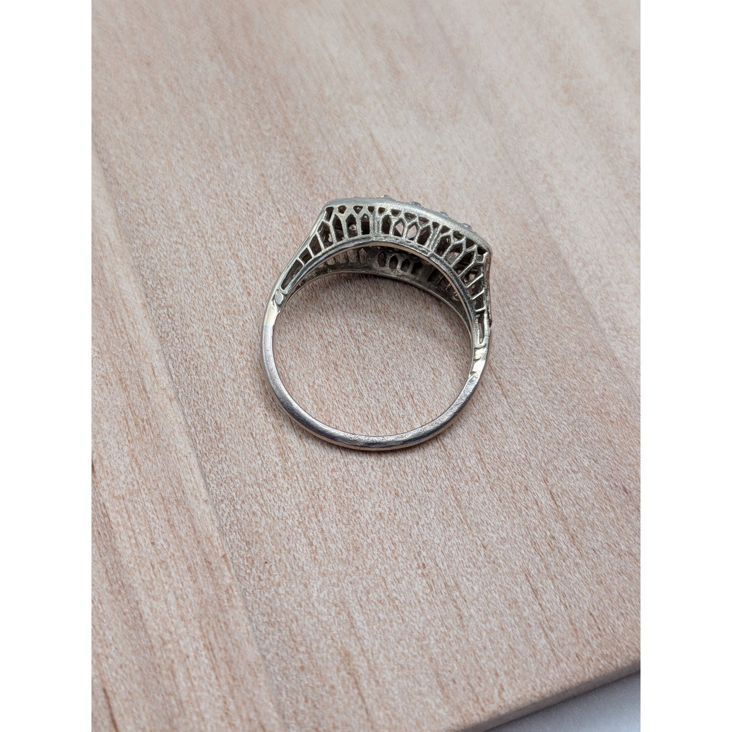 Antique 18k White Gold Cluster Ring Size 5.25 w/ 0.75cttw Diamonds