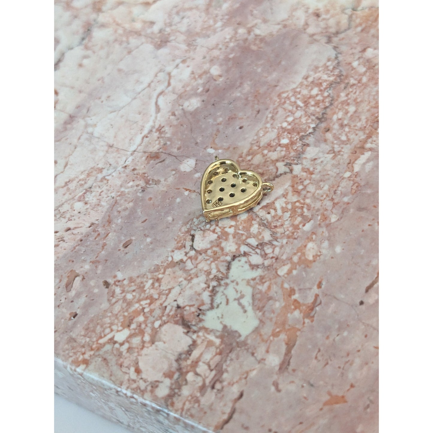 Custom 18k Yellow Gold Mini Heart Benitoites and Diamonds Cluster Charm Pendant