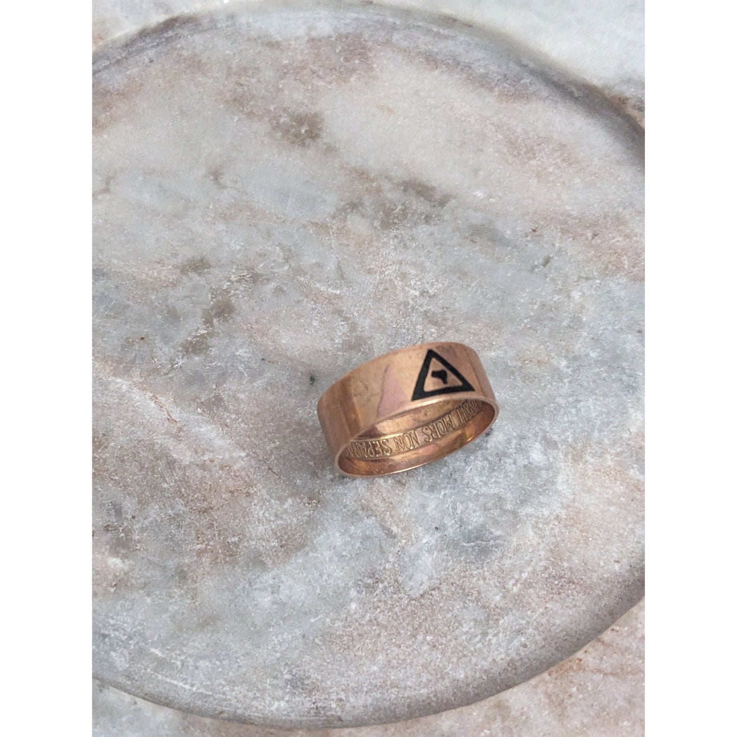 Vintage 10k Rose Gold 14th Degree Scottish Rite Masonic Ring Latin Motto Size 11