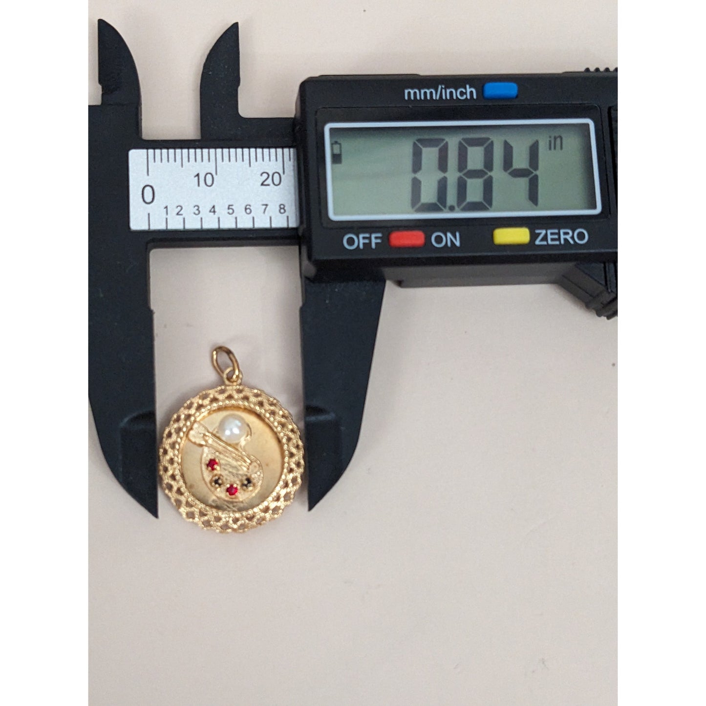 Vintage 14k Yellow Gold Art Paint Pallet Charm with Gems Pendant