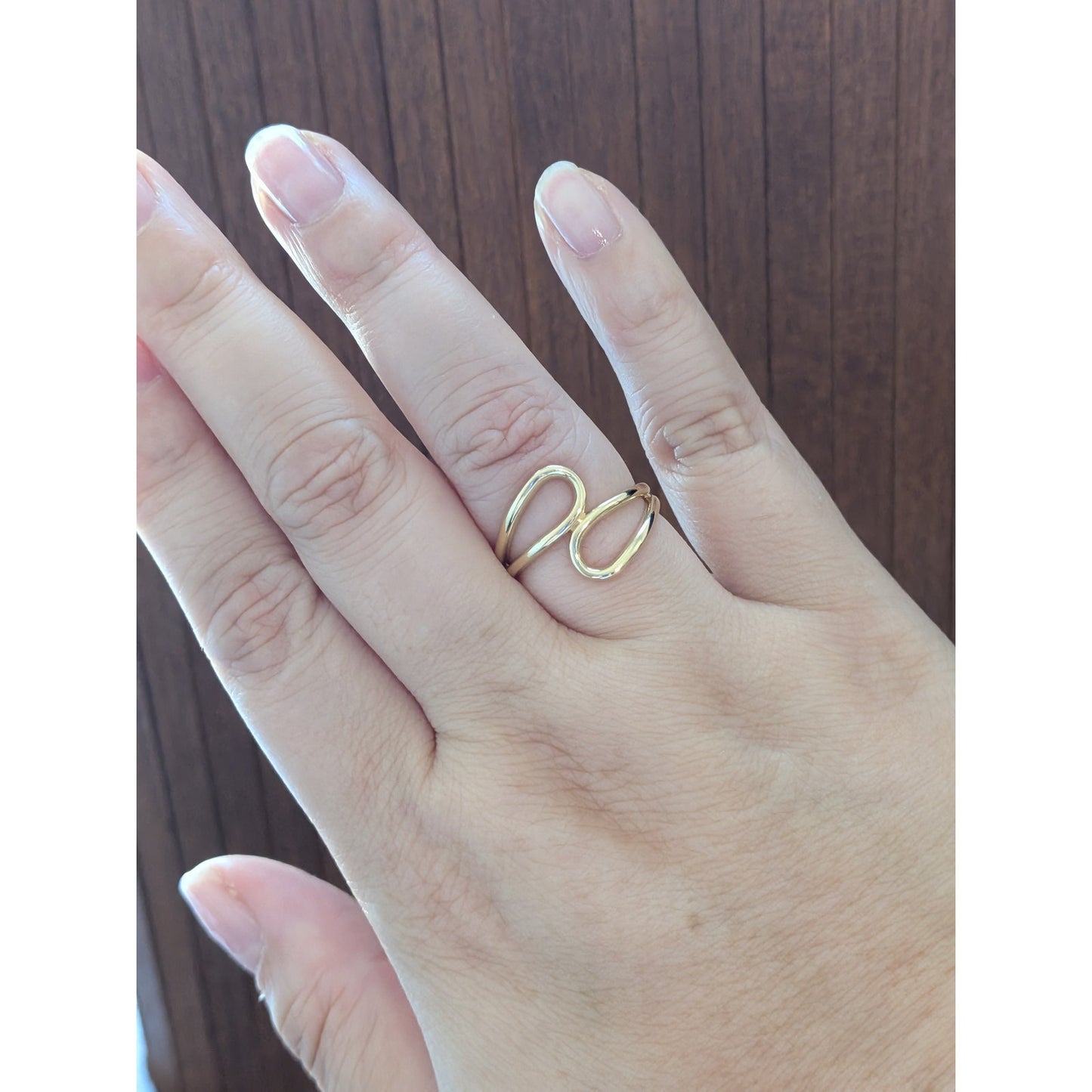 Estate 14k Yellow Gold Minimal Geometric Bypass Ring Size 6.75