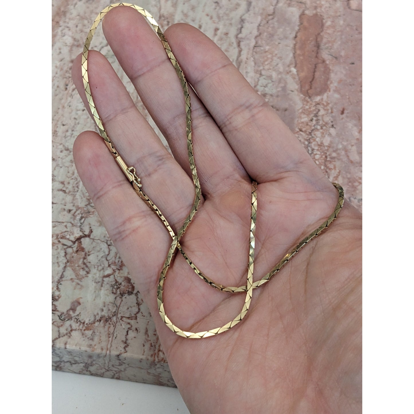 Vintage Unmarked 14k Yellow Gold Triangle Link Chain Necklace 16.5in