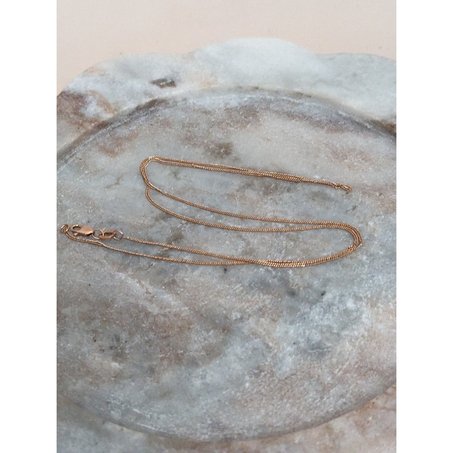 Vintage 14k Rose Gold Ultra Dainty Thin Simple Chain Necklace 17.75in
