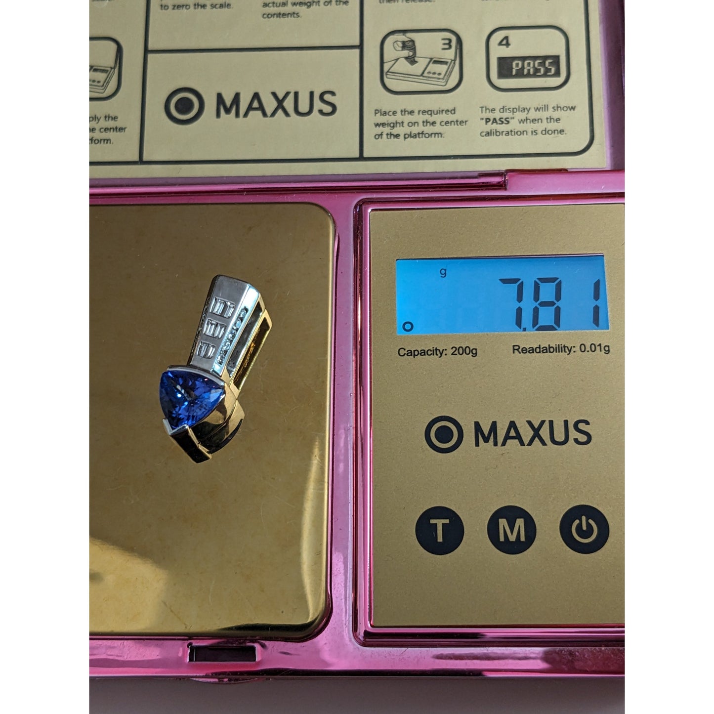 Estate 14k White Gold Tanzanite and Diamond 3D Slide Pendant