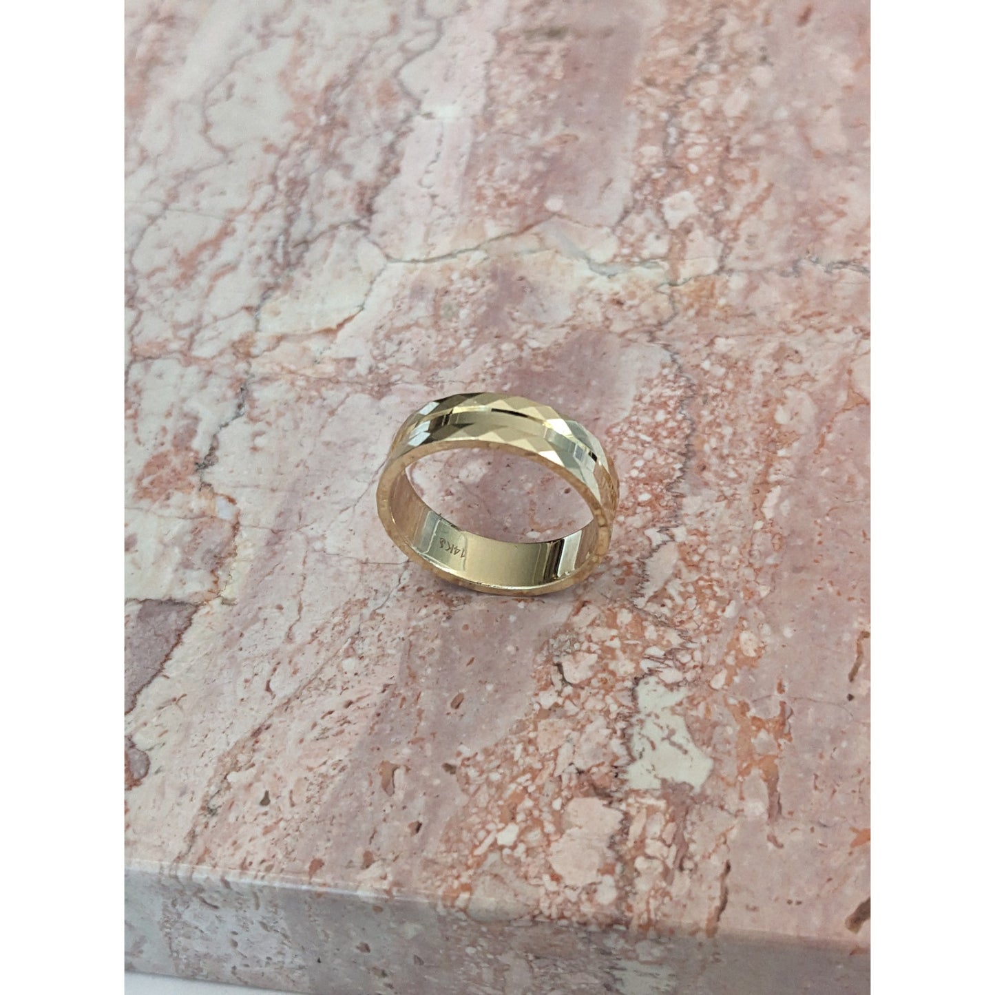 Estate 14k Yellow Gold Polished Center with Geometric Sides Ring Size 9.75