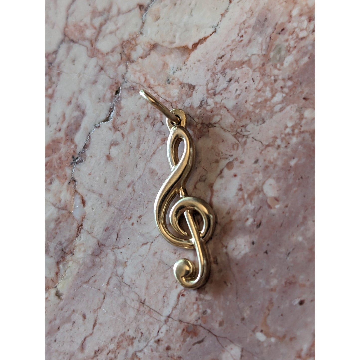 Vintage 14k Yellow Gold Music Treble Clef Note Charm or Pendant