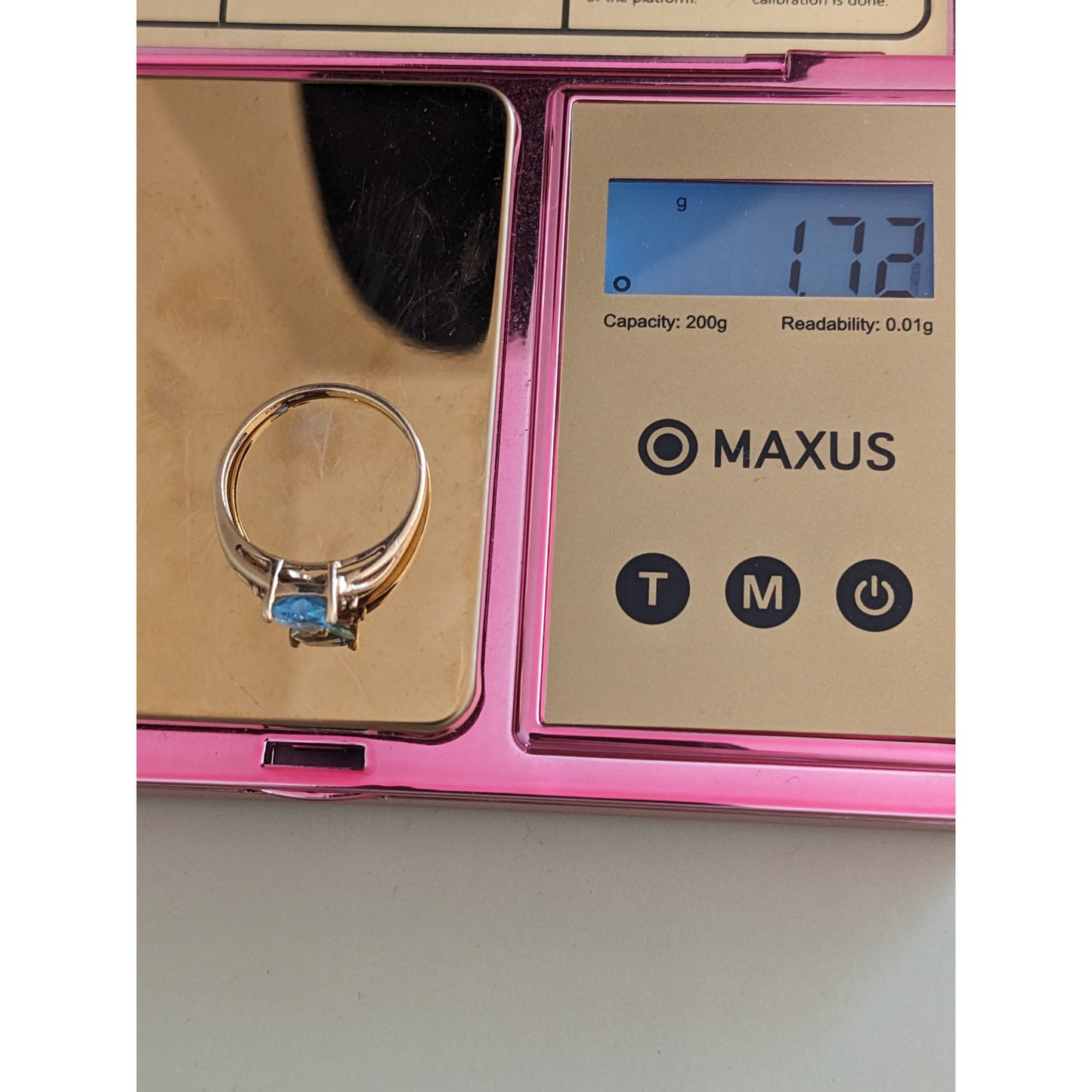 Vintage 10k Yellow Gold Ring with Light Blue Heart Gem Size 7.25US