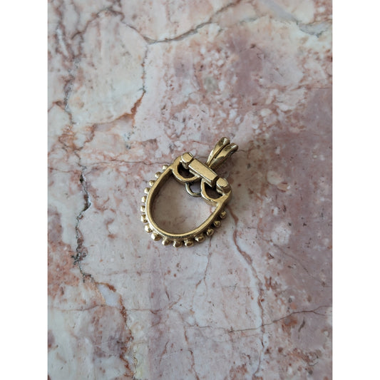 Vintage 14k Yellow Gold "U" Shaped Loop with Spherical Beads Pendant