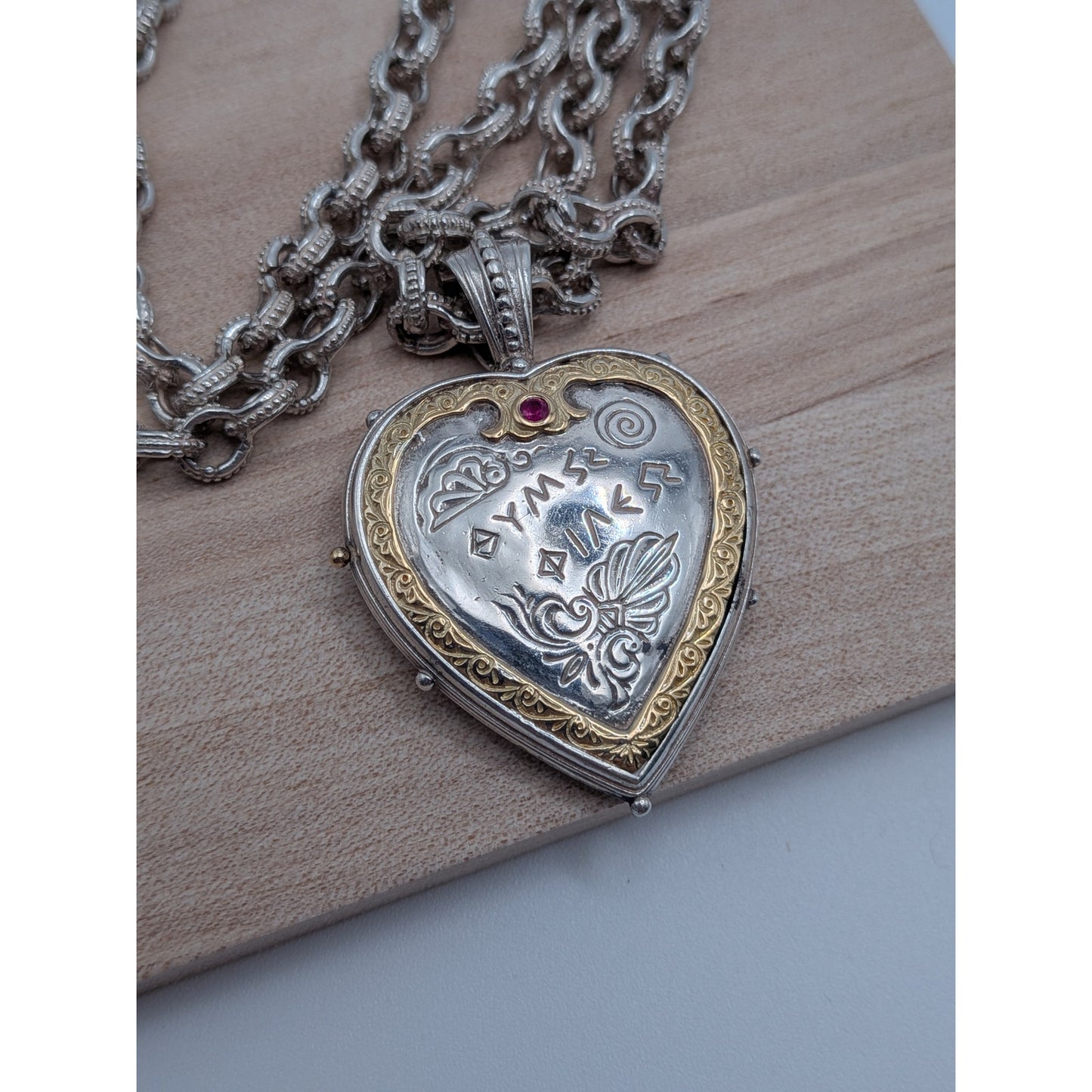 Konstantino Heart Locket Necklace in Sterling Silver w/ 18K Gold Accents