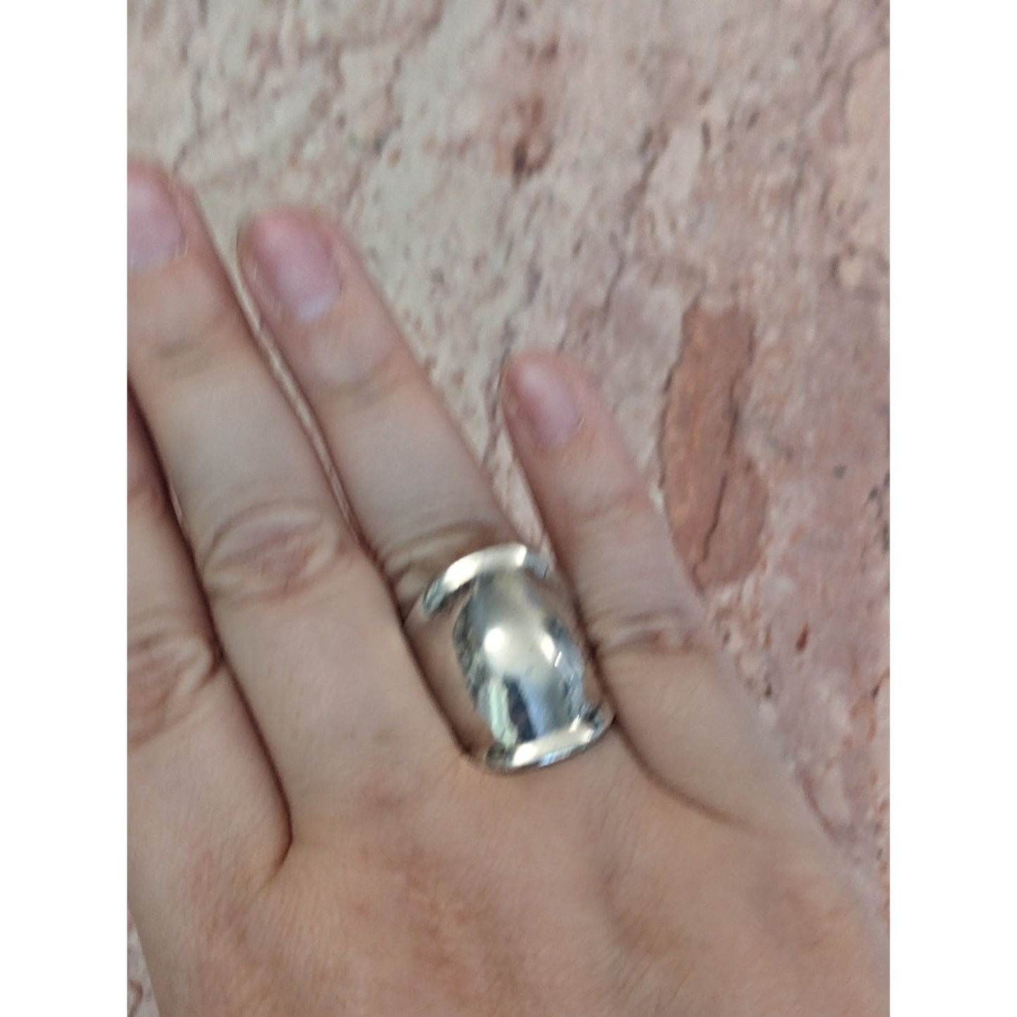 Vintage Sterling Silver 925 Concave Thick Band Ring Size 7.25