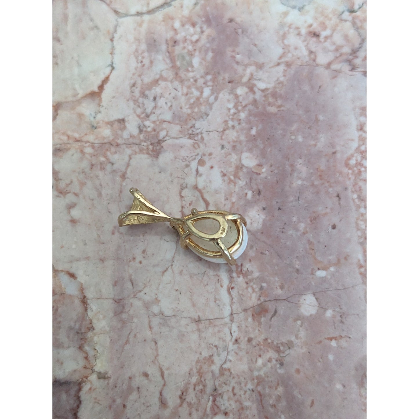 Estate 14k Yellow Gold Teardrop Opal Charm Pendant