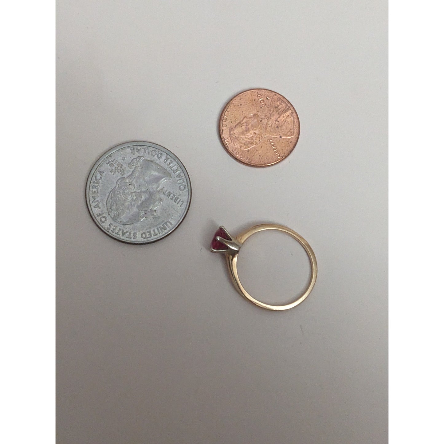 Vintage 14k Yellow Gold Bang Ring Solitaire Lab Ruby Size 6