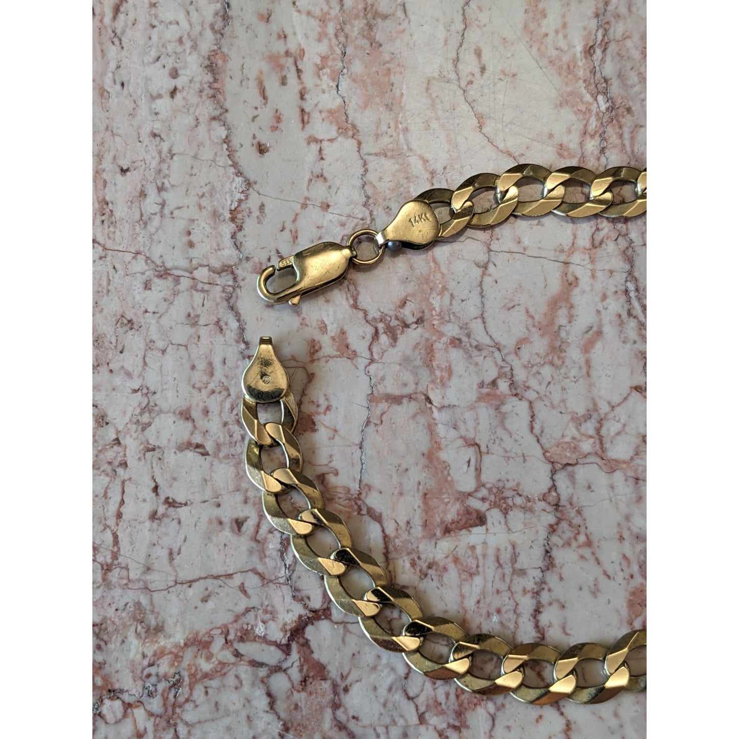 Estate 14k Yellow Gold Cuban Link Curb Bracelet 8.5in