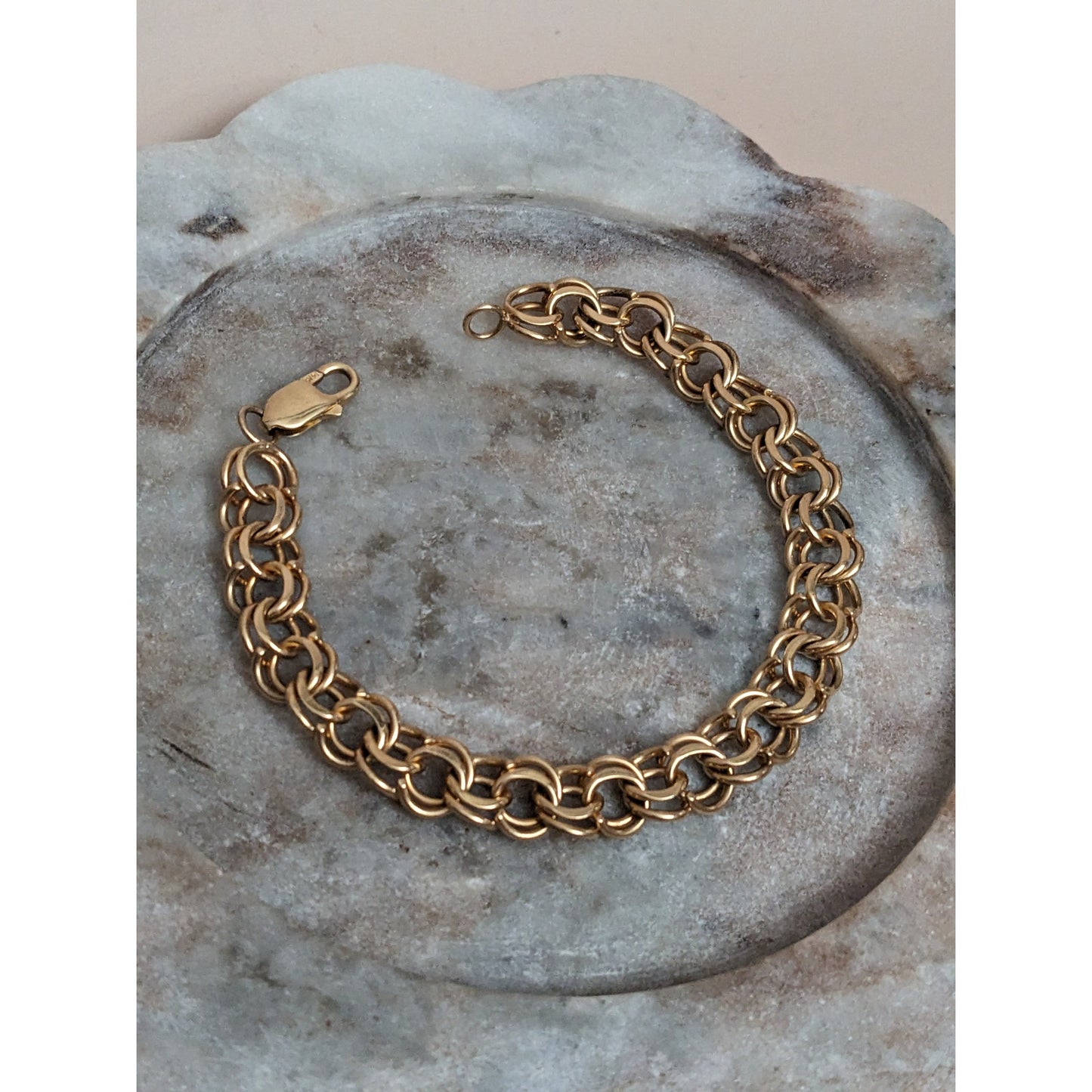 Vintage 14k Yellow Gold Hefty Double Curb Link Bracelet 8in ~26.4g